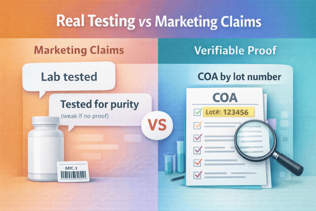 Peptide COA verification — marketing claims versus verifiable lab proof