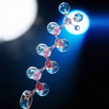 Tesamorelin (10mg) — abstract glass molecule illustration